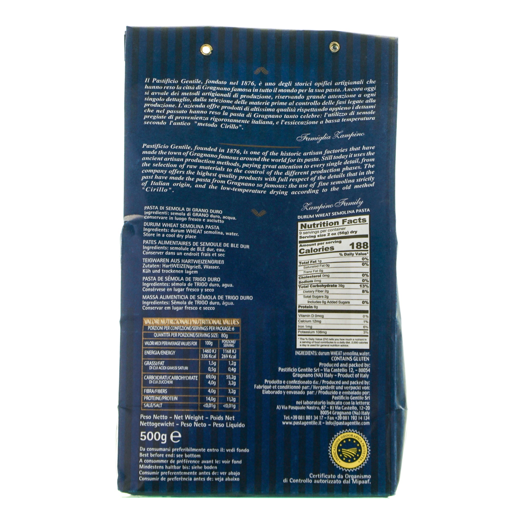 Pennette Rigate Pasta Gragnano Gentile 500g