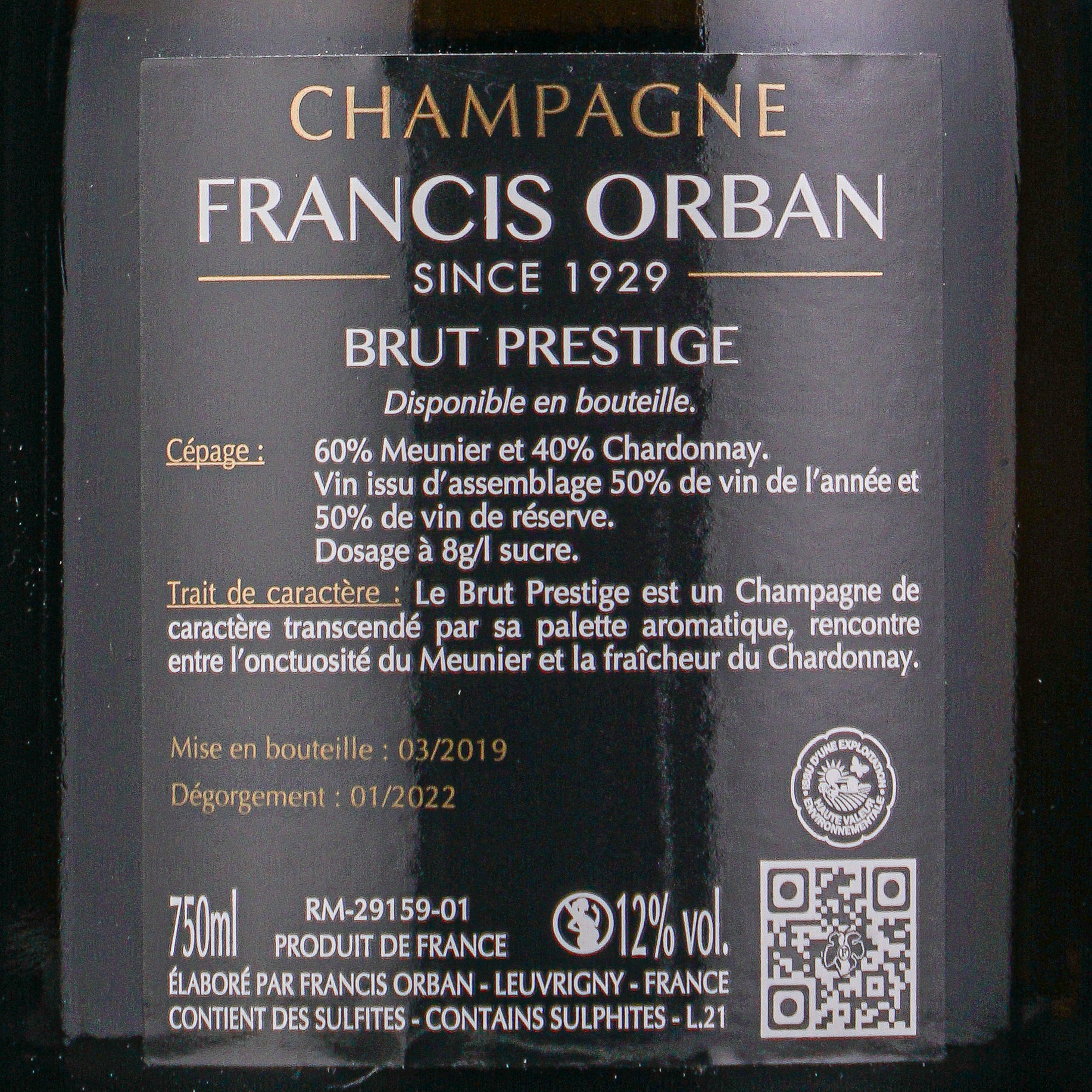 CHAMPAGNE BRUT PRESTIGE 0.750 lt