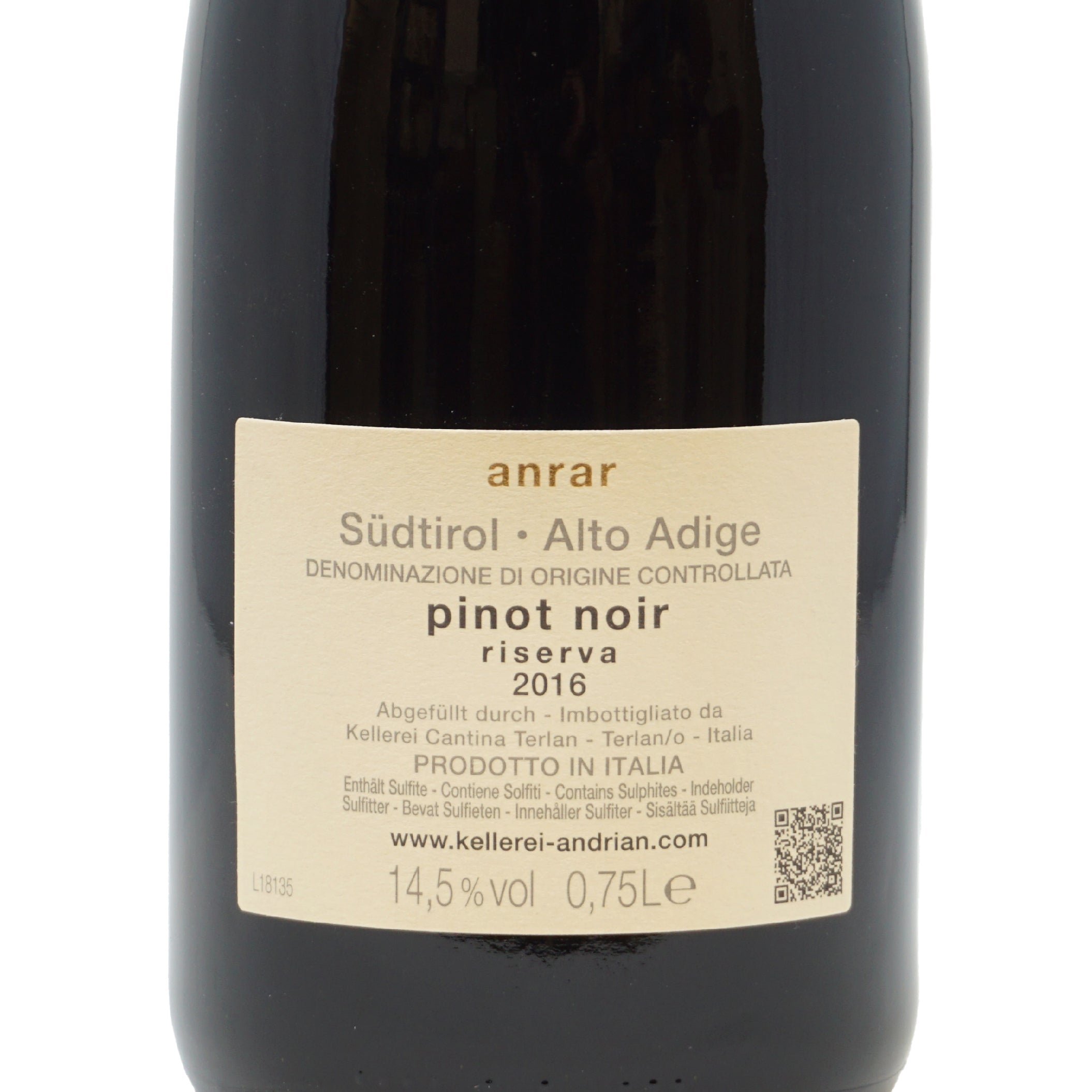 Anrar Pinot Nero Riserva 2016 doc Andrian lt.0,750