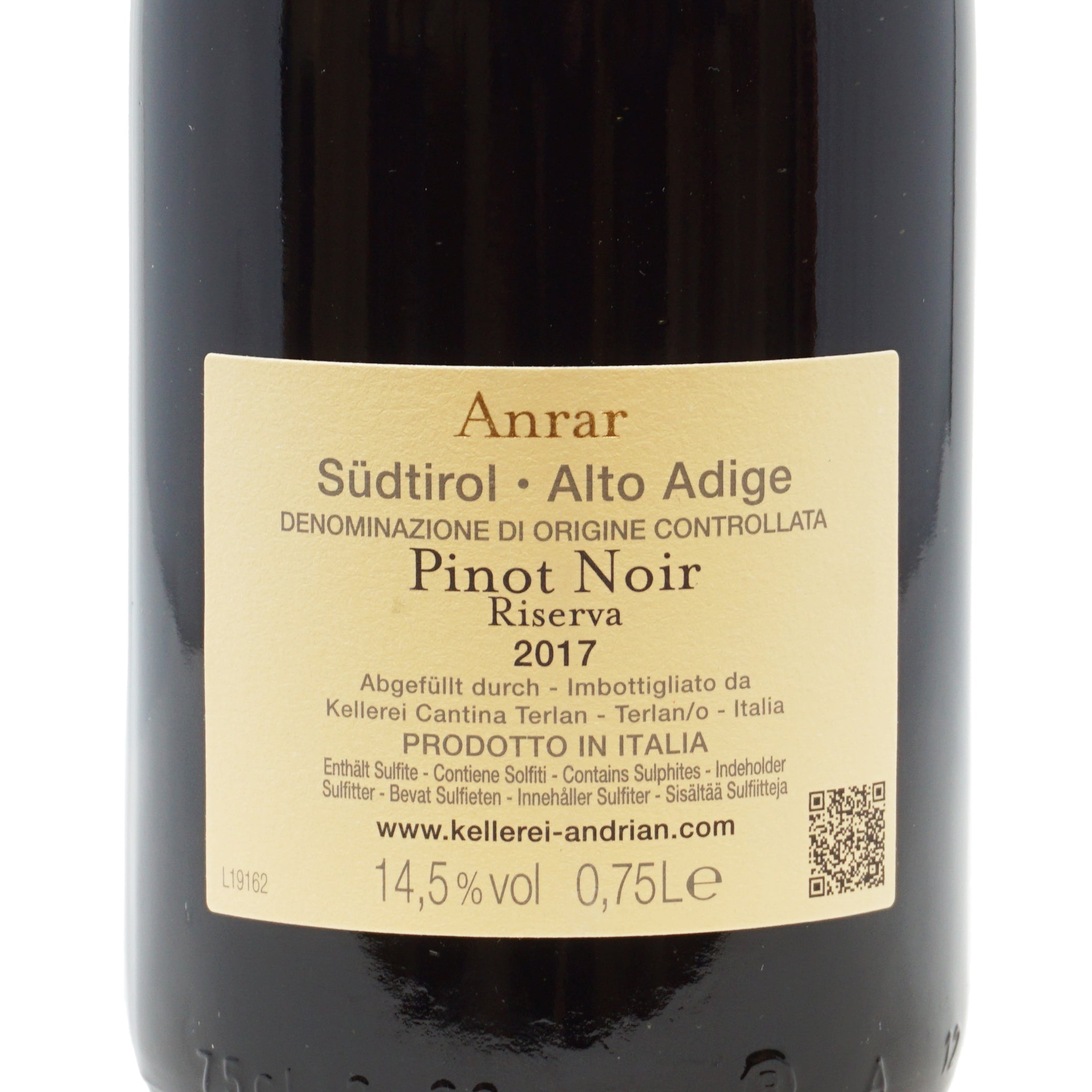 Anrar Pinot Nero Riserva 2017 doc Andrian lt.0,750