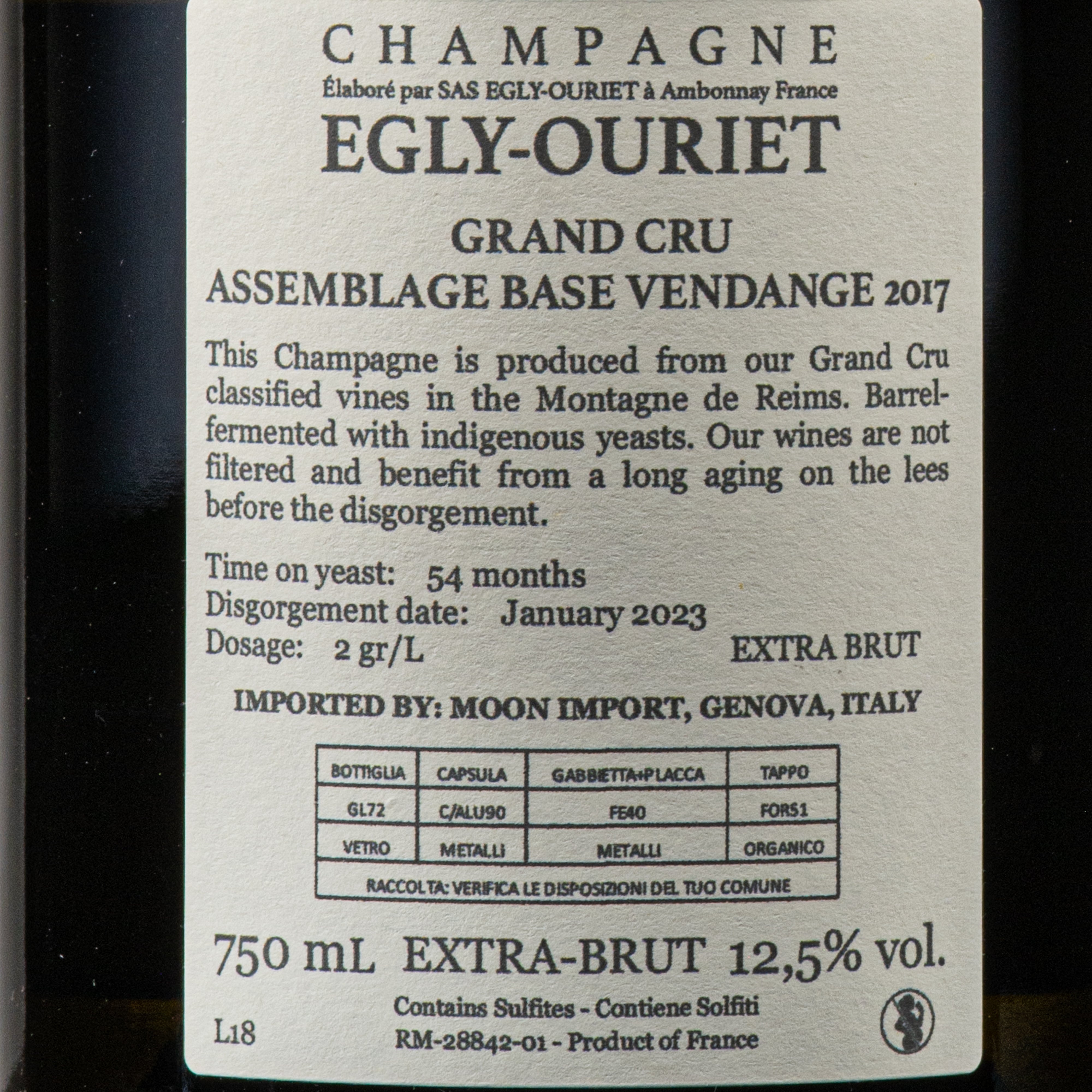 Champagne grand cru extra brut Egly-Ouriet lt.0,750