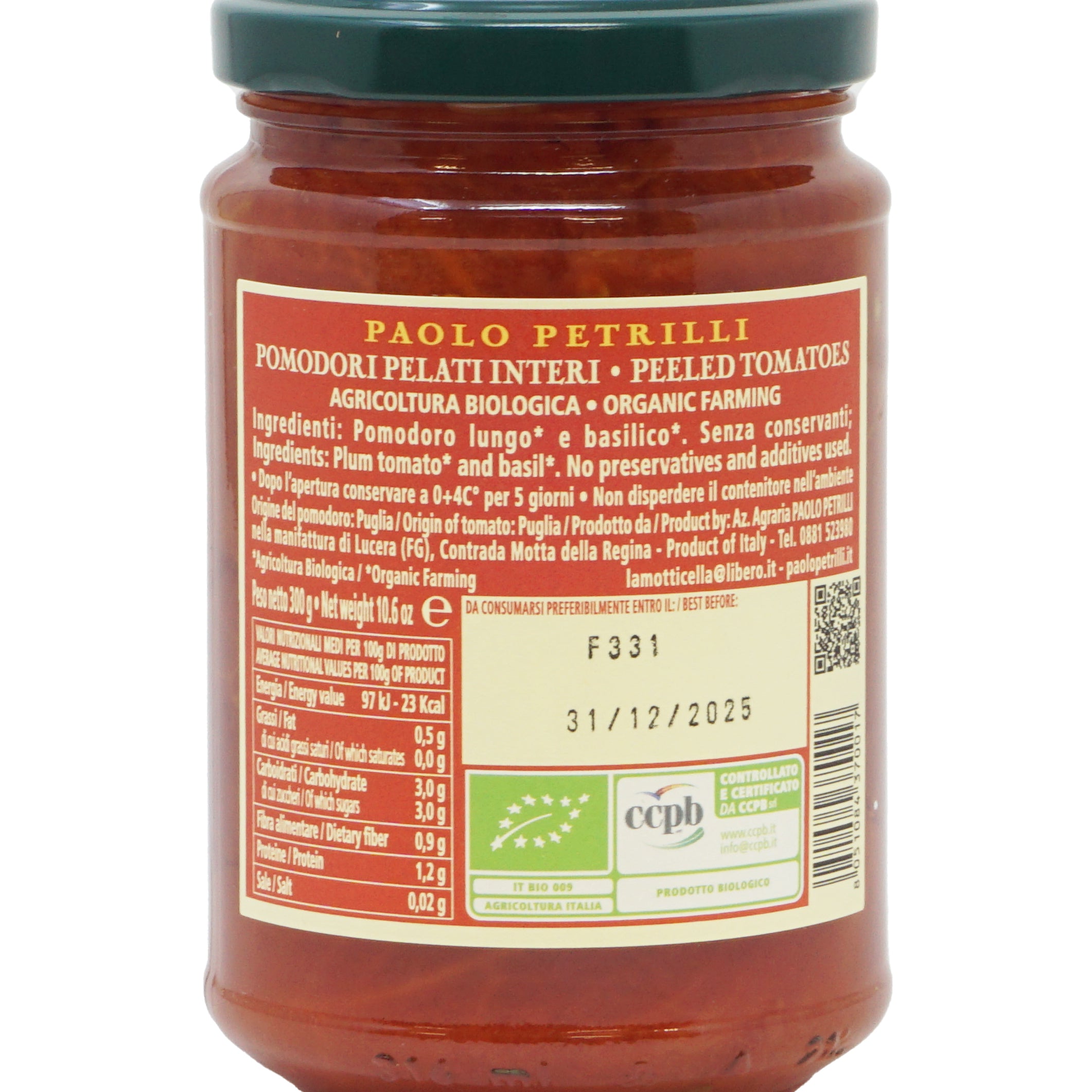 Pomodori Pelati  Agricoltura  Biologica Petrilli 300g