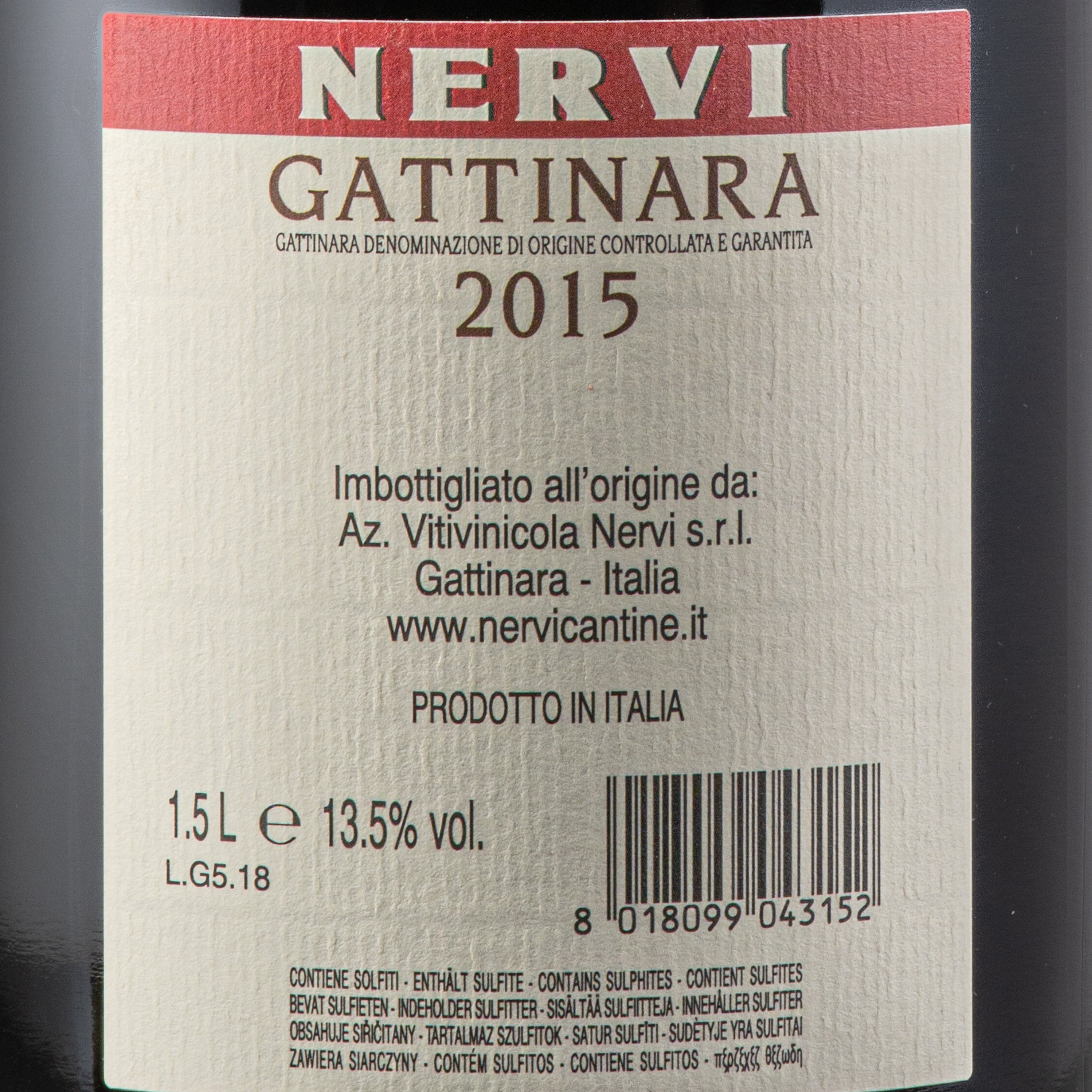 Gattinara 2015 docg cantine Nervi Conterno magnum