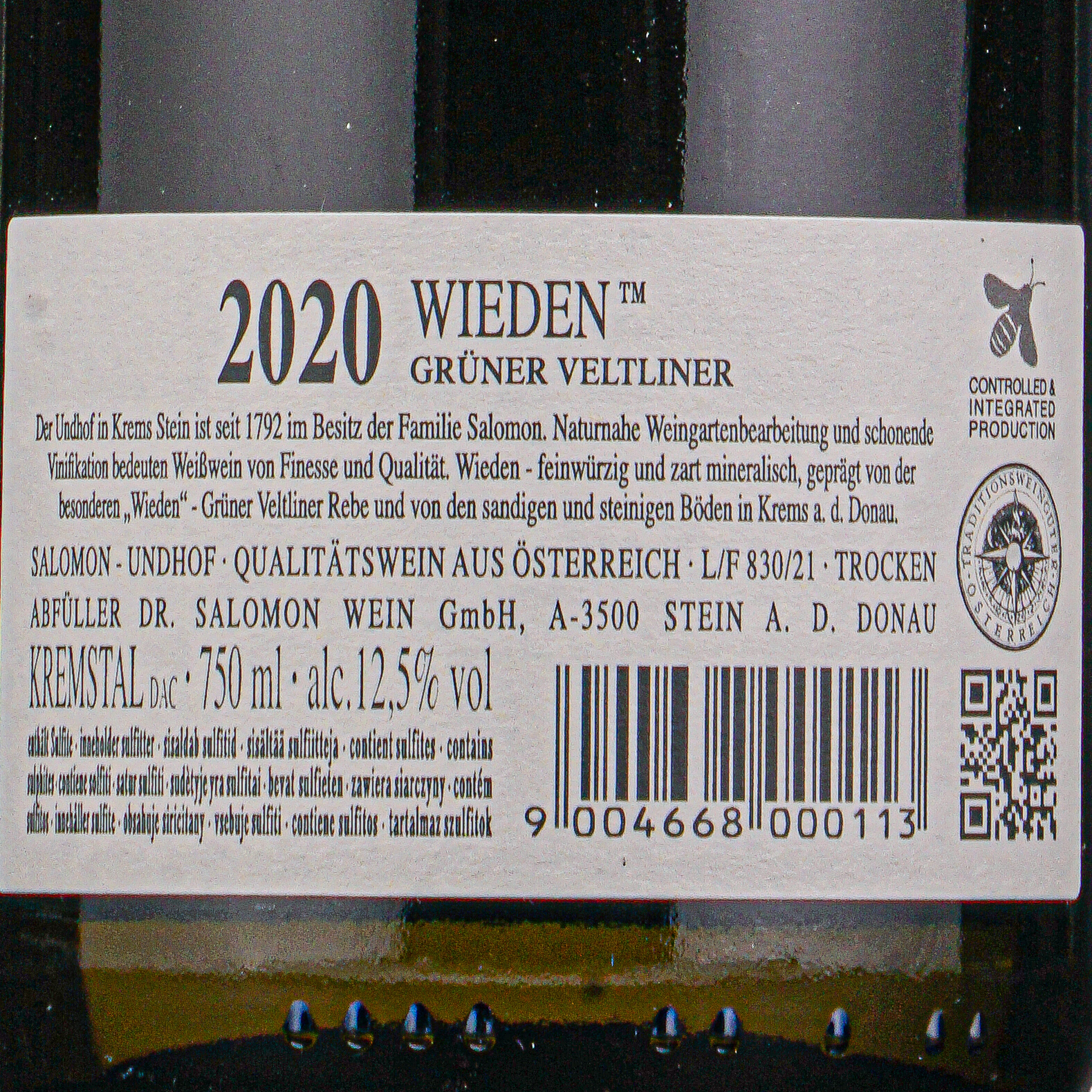 Gruner Veltriner 2020 Wieden Salomon lt. 0,750